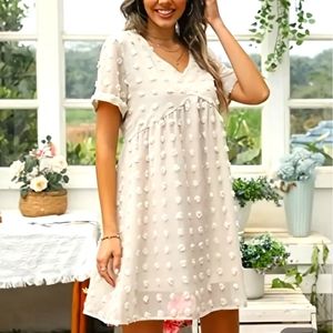 New Swiss dot apricot summer dress large